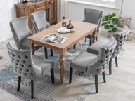 Krzesła - Zestaw 6 krzeseł do jadalni Flieks, krzesła kuchenne z wysokim oparciem i nogami z litego drewna, aksamitne krzesło do salonu krzesło do jadalni tapicerowane krzesło do jadalni, szare - miniaturka - grafika 1