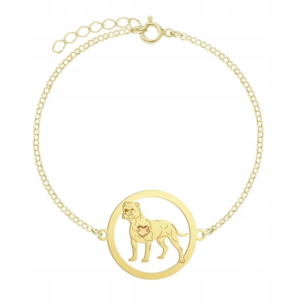 Bransoletka Złota Bulldog Kontynentalny 925 Łańcuszek Prezent GRAWER GRATIS