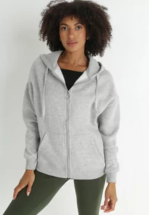 Szara Bluza z Kapturem i Suwakiem Oversize Hil - Bluzy damskie - miniaturka - grafika 1