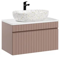 Szafki łazienkowe - Szafka nastawna z umywalką, Iconic, 80x46x46 cm, różowy, mat - miniaturka - grafika 1