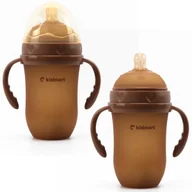 Butelki dla niemowląt - Butelka Silikonowa Antykolkowa Eple 250ml Brązowa 6M+ BPA FREE - miniaturka - grafika 1