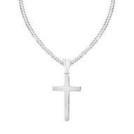 Bransoletki - Srebrny krzyżyk frezowany z łańcuszkiem srebro 925 - miniaturka - grafika 1