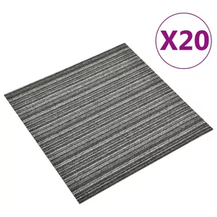 vidaXL Podłogowe płytki dywanowe, 20 szt., 5 m², 50x50 cm, szare pasy - Dywany - miniaturka - grafika 1