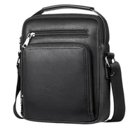 Torby męskie - TORBA MĘSKA NA RAMIĘ SKÓRZANA CZARNA SASZETKA DO RĘKI Z KIESZENIĄ - miniaturka - grafika 1
