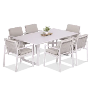Zestaw jadalniany dla 6 osób LOTUS Dining 6+1 White - FURRORE - Meble ogrodowe - miniaturka - grafika 1