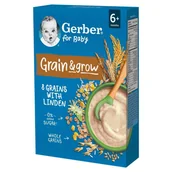 Kaszki dla dzieci - Gerber Grain & grow Kaszka 8 zbóż z lipą po 6 miesiącu 200 g - miniaturka - grafika 1