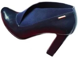 BnW granatowe lub czarne BOTKI z cholewką zakończoną gumą - Botki damskie - miniaturka - grafika 1