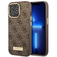 Etui i futerały do telefonów - Guess GUHMP14LU4GPRW iPhone 14 Pro 6,1` brązowy/brown hard case 4G Logo Plate MagSafe - miniaturka - grafika 1