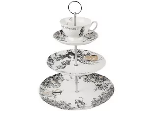 Victoria and Albert Etażerka Victoria & Albert z-Alicji w krainie czarów-wzornictwo, 3-piętrowy, biały 5200022 - Tace i patery - miniaturka - grafika 1