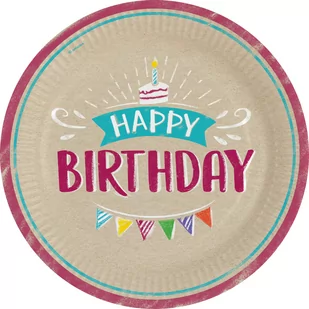 Amscan Talerzyki papierowe "My Birthday Party", 23 cm, 8 szt 9904389 - Dekoracje i nakrycia stołu na imprezę - miniaturka - grafika 1