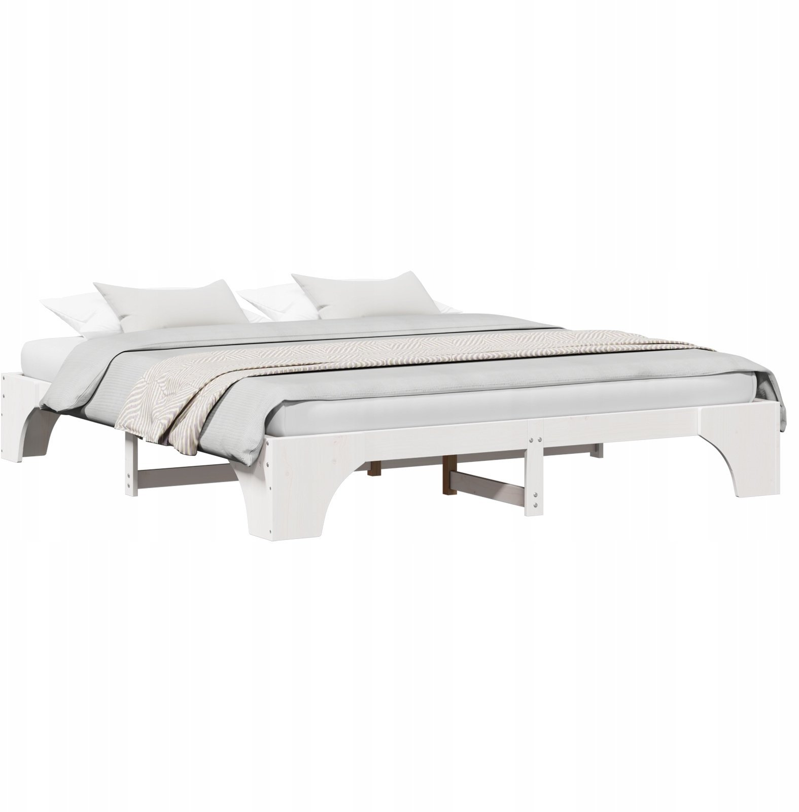 vidaXL Ramka Łóżka Biała 200x200 cm z Litego Drewna Sosnowego