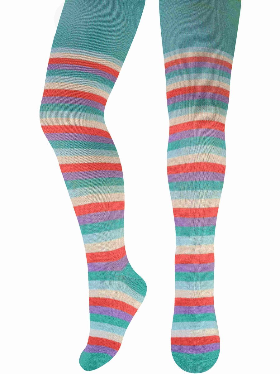 Dziecięce rajstopy bawełniane kolorowe paski Milusie r.92/98