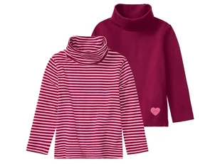 lupilu® Golfy dziewczęce z bawełną, 2 sztuki (Śliwkowy/różowy/różany, 86/92) - Bluzki dla dziewczynek - miniaturka - grafika 1