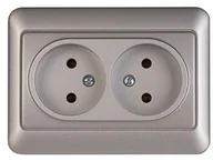 Gniazdka elektryczne - DOUBLE SOCKET OUTLET MET. RP16-020 SL - miniaturka - grafika 1