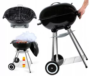 Grill Węglowy Ogrodowy Przenośny Z Pokrywą + Kółka Gm6000 - Grille - miniaturka - grafika 1