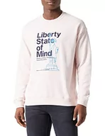 Bluzy męskie - United Colors of Benetton Męska Bluza Bez Kaptureka, Różowy Jasny 3v5, L - miniaturka - grafika 1