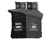 Pościel - 200x220 HIS & HER SIDE mikroperkal czarny kpl pościeli - miniaturka - grafika 1