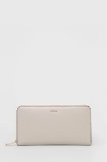 Portfele - Furla portfel skórzany damski kolor beżowy - grafika 1