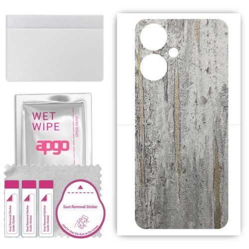 folia naklejka skórka strukturalna na TYŁ do Oppo A1i 5G - Beton Złote Paski - apgo SKINS