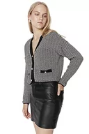 Swetry damskie - Trendyol Damski standardowy standardowy kardigan z dzianiny z dekoltem w serek, BEŻOWY, L - miniaturka - grafika 1