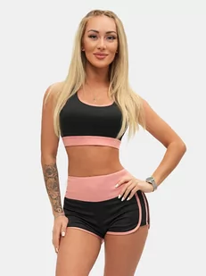 Komplet sportowy dwuczęściowy damski czarno-różowy OZONEE O/XL011/54Z - Ozonee - Dresy damskie - miniaturka - grafika 1