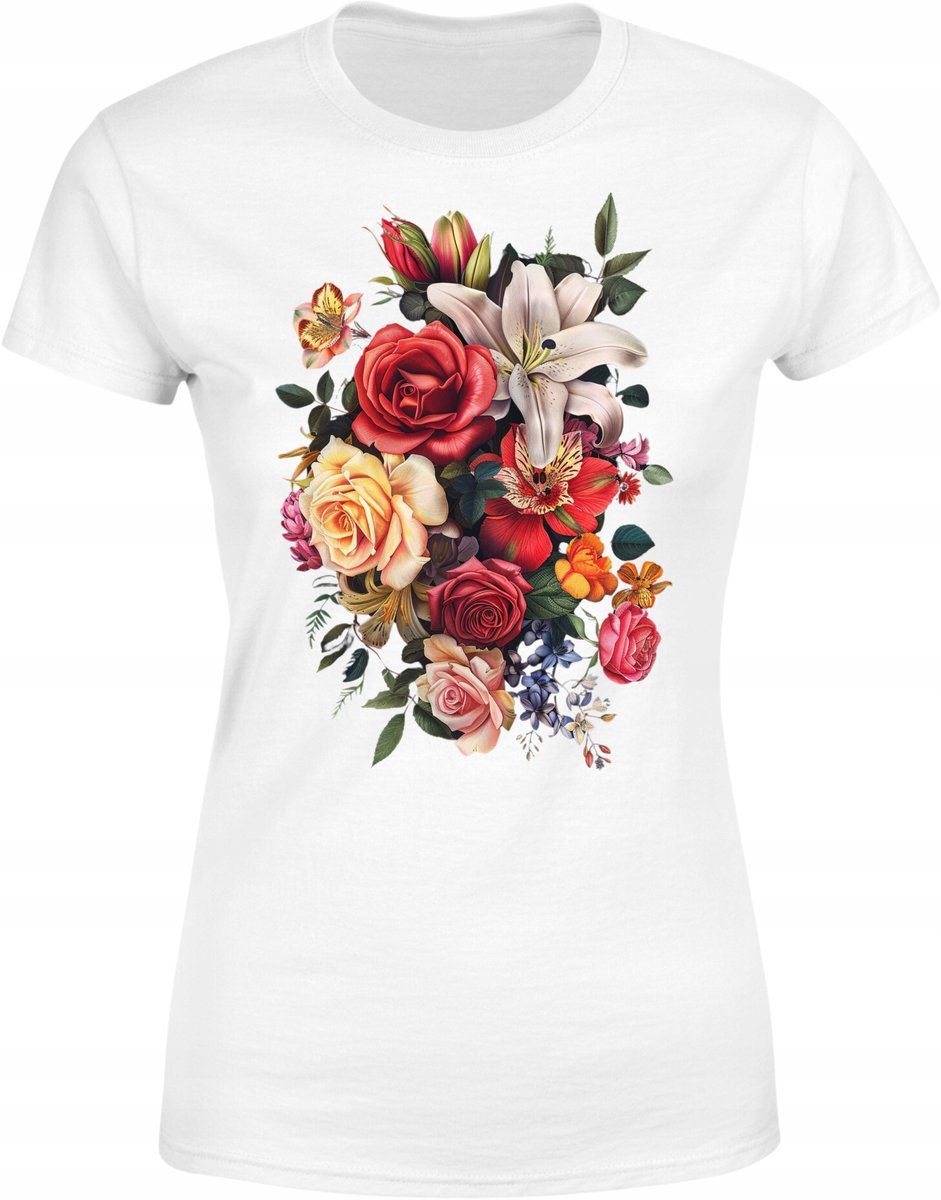 Koszulka damska kwiatowa z pięknym bukietem kwiatów 2 T-shirt damski