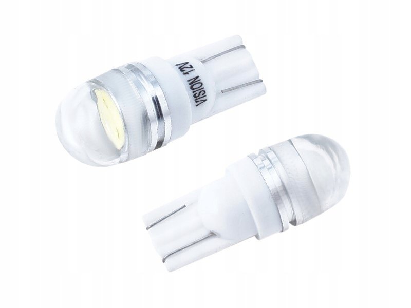 Żarówka W5W T10 12V 1 HP LED soczewka biała zestaw żarówek 2szt