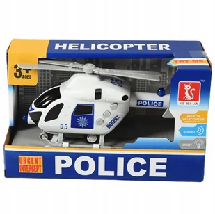 HELIKOPTER POLICYJNY SAMOLOT BIAŁY INTERAKTYWNY ŚWIATŁO DŹWIĘK - Samoloty i helikoptery - miniaturka - grafika 1