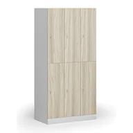 Szafki biurowe - Szafka ubraniowa ze schowkami, 6 schowków, 1850 x 900 x 500 mm, zamek cylindryczny, drzwi laminowane, dąb naturalny - miniaturka - grafika 1
