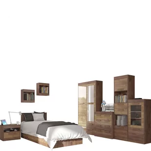 Zestaw Mebli Młodzieżowych 8 Maximus MebloCross Sonoma Jasna / Biały Połysk - Zestawy mebli dla dzieci - miniaturka - grafika 1