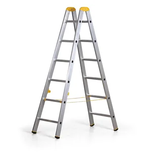 ALVE Aluminiowa drabina FORTE, 2 x 6 szczebli, wysokość 1,76 m 558020 - Drabiny - miniaturka - grafika 1