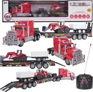 Samochody i pojazdy dla dzieci - ProNice Laweta Transportowa Ciężarówka Z Traktorem Z Przyczepką Pilot Światła - miniaturka - grafika 1