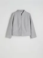 Kurtki damskie - Reserved - Krótka flauszowa kurtka - jasnoszary - miniaturka - grafika 1