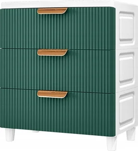 BIAŁA SZAFKA ZIELONE FRONTY ŁAZIENKOWA 3 SZUFLADY WYSOKA 55cm RG34 - Szafki łazienkowe - miniaturka - grafika 1