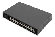 Pozostałe akcesoria sieciowe - Digitus Przełącznik 24-portowy PoE FE, 2 porty uplink (SFP / RJ45) - miniaturka - grafika 1