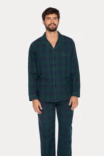 Flanelowa piżama męska FRANCISCO XL Zielony - Piżamy męskie - miniaturka - grafika 1