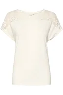 Koszulki i topy damskie - Damska koszulka z krótkim rękawem Cream Straight fit, Snow White, L - miniaturka - grafika 1