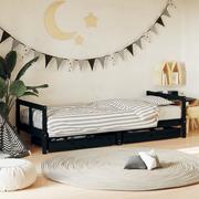 Łóżeczka i kojce - Rama łóżka dziecięcego z szufladami, czarna, 80x200 cm, sosnowa Lumarko! - miniaturka - grafika 1