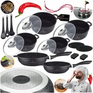 Zestawy garnków i patelni - MARMURKOWE ZESTAW GARNKÓW GAZ INDUKCJA Garnki DO ZAPIEKANIA PATELNIA 17EL. - miniaturka - grafika 1