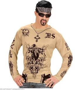 Widmann Tatuaż T-Shirt dla dorosłych przezroczysty-czarna, M / L, czarny - Stroje karnawałowe - miniaturka - grafika 1
