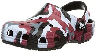 Kapcie damskie - Crocs Classic Camo Kids Clog 207594, Kapcie Unisex-Dla dzieci i młodzieży, Czarny czerwony, 29 EU - grafika 1