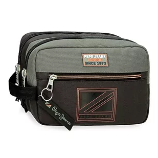 Pepe Jeans Cody Neceser Dwie komory adaptacyjne 22x10x9 cms Poliester Czarny, czarny, Neceser Dos Compartimentos Adaptable, regulowana kosmetyczka dwukomorowa - Kosmetyczki, organizery i kuferki - miniaturka - grafika 1