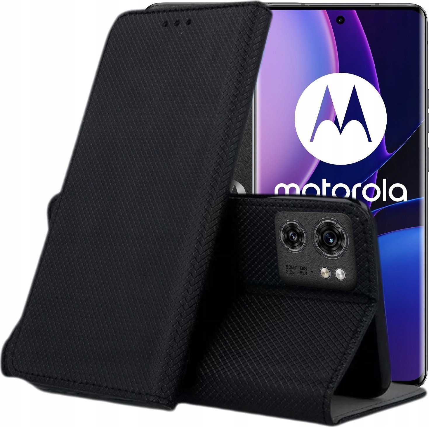 Hello Case ETUI Z KLAPKĄ DO MOTOROLA MOTO 40 EDGE CZARNE ZAMYKANE MAGNETYCZNE KABURA