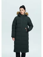 Kurtki damskie - Icepeak Płaszcz pikowany "Brilon" w kolorze ciemnozielonym - miniaturka - grafika 1