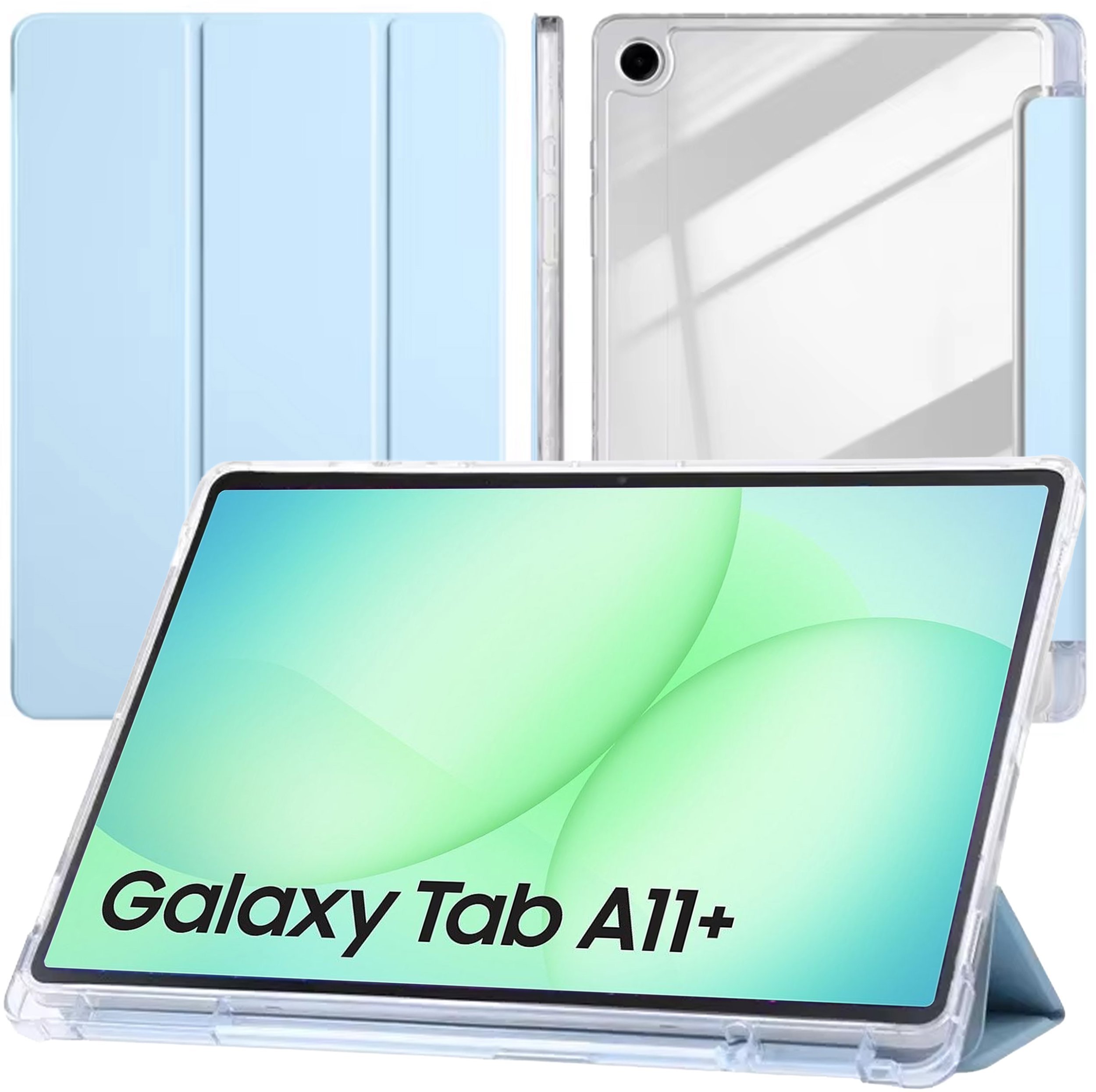 Etui na tablet 4kom.pl Etui TriFold do Samsung Galaxy Tab A11+ Plus 10.9 2025 / A9+ Plus 11 2023 - z podstawką i miejscem na rysik składane ochronne z klapką do tabletu case