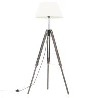 Lampy stojące - Szaro-biała lampa podłogowa z regulacją wysokości - EX199-Margos - miniaturka - grafika 1