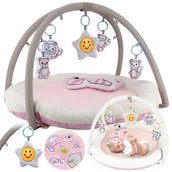 Maty edukacyjne - Mata Edukacyjna Interaktywna dla Niemowląt z Pałąkiem i Zabawkami Różowa 0+ - miniaturka - grafika 1