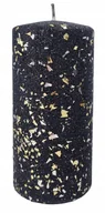 Świece - ŚWIECA ozdobna GLAMOUR 14cm CZARNA BROKATOWA ZŁOTE DROBINKI ARTMAN walec - miniaturka - grafika 1
