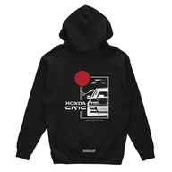 Odzież do sportów motorowych - Czarna bluza z kapturem  HONDA CIVIC IV-L - miniaturka - grafika 1