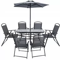 Meble ogrodowe - Meble na Ogród Taras Komplet STÓŁ 6 KRZESEŁ parasol zestaw mebli ogrodowy - miniaturka - grafika 1